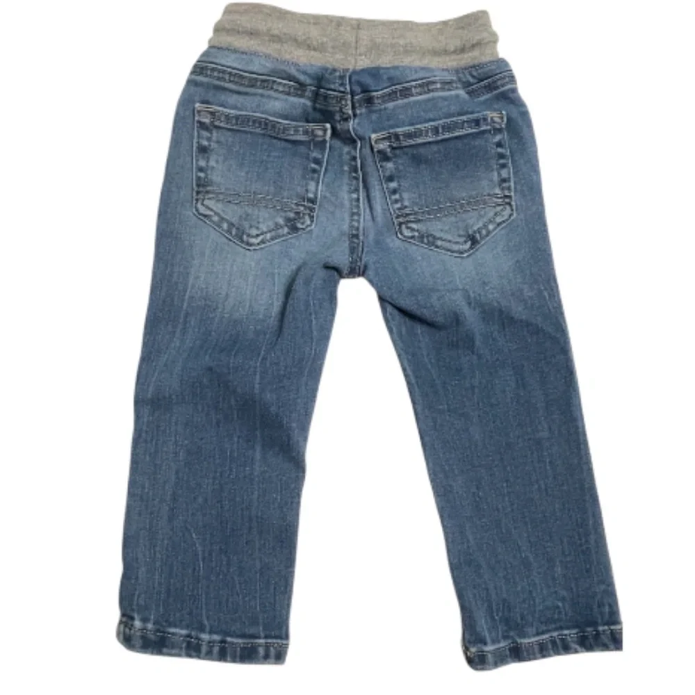 Cat and Jack Toddler Boys Blue Denim Jeans with Gray Waistband